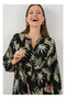 Women's Long Stylish Patterned Buttoned Dress with Ankle Elastic Detail - 4