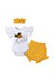 Print 3-Piece Set | 12-18 Months | Yellow | Bodysuit & Bloomers & Headband |Elastic Waistband
