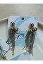 Top Detailed Chain Dangle Steel Earrings - 2