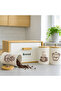Coffee Tea Sugar Canister Set with Bread Box – Metal Kitchen Storage Containers with Wooden Lids - 4