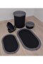 Natural Black and White Jute Bathroom Set – 6 Piece Organizer, Mat, and Laundry Basket