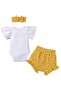 Print 3-Piece Set | 12-18 Months | Yellow | Bodysuit & Bloomers & Headband |Elastic Waistband - 2