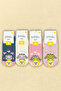 4 Pairs Patterned Non-Slip Sole Baby Socks Set - Cotton, Soft & Anti-Sweat - 2