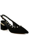 Women Stud Emebllished Microfiber Sandals in Black