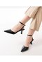 Short Heeled Strappy Black Women's Shoes Heel Height 7.5 cm - 7