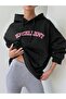 Women's Black Excallent 3 Thread O Oversized K Hooded Hoodie Sweatshirt - 3
