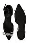 Women Rhinestone Detail Bow Flat Sandals in Black - 4