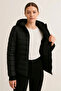 Inflatable Hooded Zippered Jacket Water Repellent Quilted Lining Fabric Pocket Winter Comfortable Fit - Black - 4