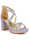 Women Rhinestones Embellished Strappy Sandals in Lilac