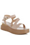 Women Chunky Flatform Sandals in Beige