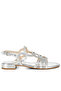Women Cut Out Detail Rhinestone Flat Sandals in Silver - 2
