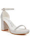 Women Rhinestones Embellished Block Sandals in White