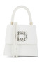Women Pearl Top-Handle Diamante Brooch Bag in White