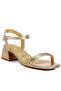 Women Metallic Ankle Strap Low Block Heels in Gold
