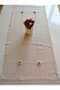 Handcrafted 3D Rose and Antique Embroidered Natural Authentic Natural Linen 45X135 cm Runner - 3