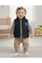 Baby Boy Inflatable Vest Set , Festive 3-Piece Stylish Top and Bottom Set with Plaid Shirt, 6-9-12-18-24 Months Set