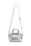 Women Buckle Detail Satchel Bag in Silver