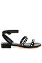Women Studded Ankle Strap Flat Sandals in Black - 2