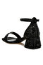 Women Rhinestone Embellished Shimmer Sandals in Black - 3