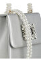 Women Pearl Top-Handle Diamante Brooch Bag in Silver - 6