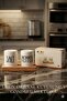 Printed Ceramic Salt and Pepper Shaker Set - Matte White - with Natural Wooden Stand - 6
