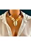 Mussel Necklace, Bead Necklace, Gold Necklace - 4