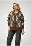 Women's Diamond Patterned Oversized Knitwear Cardigan Khaki 6937