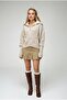 Women's Zippered Turtleneck Knit Cardigan Bone 6919