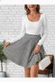 Women's White Color Leather Skirt Dress (Without Belt) - 2