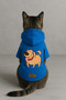 Printed Inside Fleece Dog and Cat Clothing & Dress - Blue Color K Hooded Hoodie Bf473 - 3