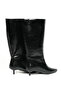 Jennifer Black Short Kitten Pointed Heeled Women's Boots with Fur Inside 4 cm Low Heel Black - 2
