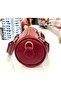 Women's Burgundy Leather Cylinder Hand and Shoulder Bag - 3