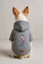 Printed Dog and Cat Clothing & Dress with Fleece Inside - Gray Color K Hooded Hoodie B44F4