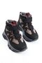 Avax Boys' Anatomical Genuine Leather Non-Slip Sole Single Velcro Black Color Boots Red Details - 5