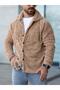 Unisex Beige Plush Shirt Collar Buttoned Double Pocket Regular Fit Wersoft Fleece Fabric - 7