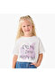 Slogan Print T-shirt with Short Sleeves