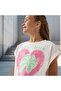 Embellished Heart Print T-shirt with Short Sleeves - 4