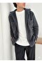 Unisex Anthracite Plush Shirt Collar Buttoned Double Pocket Regular Fit Wersoft Fleece Fabric - 3