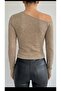 Women's Powder Off-Shoulder Long Sleeve Glittery Buzy Fabric Blouse - 5
