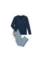 Men's Pajamas, Single Jersey, Navy Blue/Striped - 2