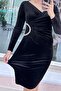 Double-Breasted Stone Velvet Dress 6K337 - 5