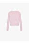 Long Sleeve Crew Neck Slim Fit Textured Knitwear Crop Sweater - 3