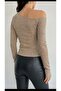 Women's Powder Off-Shoulder Long Sleeve Glittery Buzy Fabric Blouse - 2