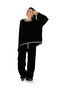 Women Contrast Stitch Detail Knit Sweater Trouser in Monochrome - 6