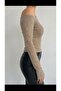 Women's Powder Off-Shoulder Long Sleeve Glittery Buzy Fabric Blouse - 4