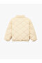 High Collar Zippered Long Sleeve Quilted Coat with Pockets - 2