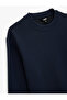 Textured Long Sleeve Basic Crew Neck Sweatshirt - 4