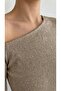 Women's Powder Off-Shoulder Long Sleeve Glittery Buzy Fabric Blouse - 6