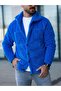 Unisex Blue Plush Shirt Collar Buttoned Double Pocket Regular Fit Wersoft Fleece Fabric - 7