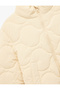 High Collar Zippered Long Sleeve Quilted Coat with Pockets - 3
